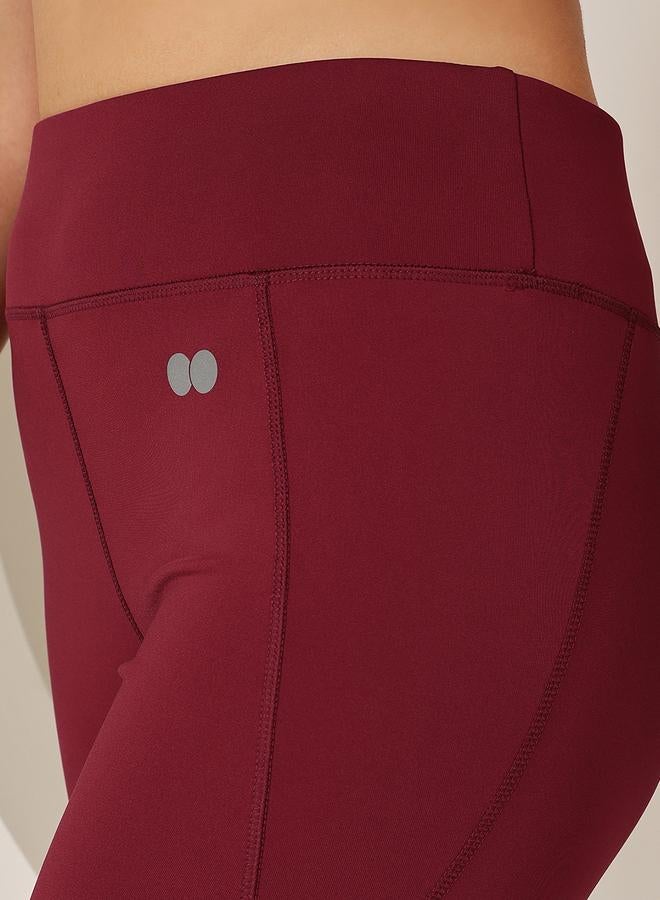 Clovia Maroon Active Tights with Side Pocket - Image 5
