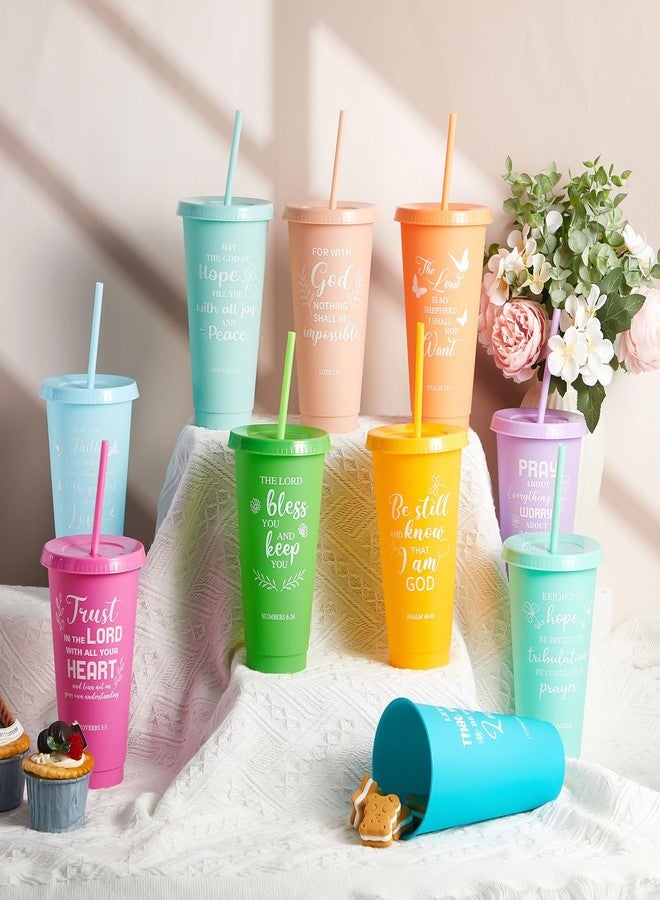 Uiifan 30 Pcs Christian Gifts Cups Bulk for Women, 24oz Bible Verse Christian Tumblers with Lids and Straw, Religious Church Gifts for Mother's Day (Soft Color,Bible) - Image 4