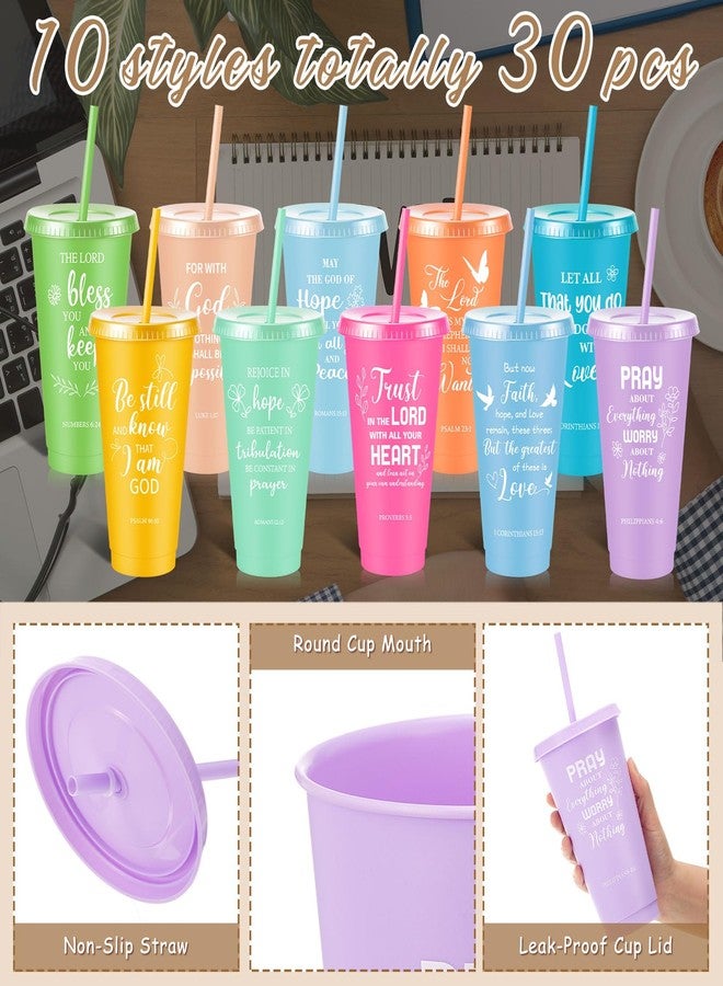 Uiifan 30 Pcs Christian Gifts Cups Bulk for Women, 24oz Bible Verse Christian Tumblers with Lids and Straw, Religious Church Gifts for Mother's Day (Soft Color,Bible) - Image 3