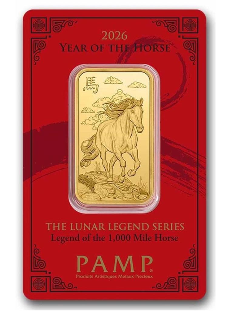 PAMP Suisse Lunar 1,000 Mile Horse Gold 1 oz Bar 9999 - Image 1