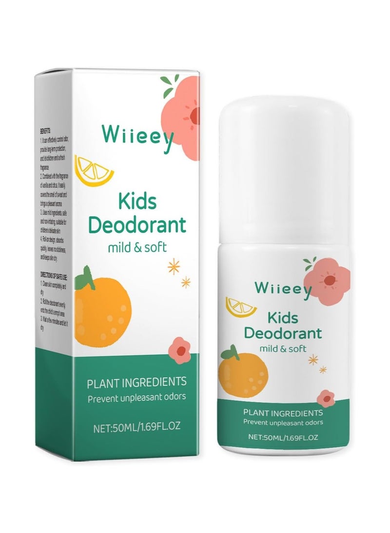 وي مزيل عرق طبيعي للأطفال والمراهقين، مزيل عرق طبيعي للأطفال والمراهقين، مزيل عرق برائحة الفانيليا والحمضيات، مزيل عرق برائحة منعشة ونظيفة ومضادة للحساسية (50 مل) - Image 1