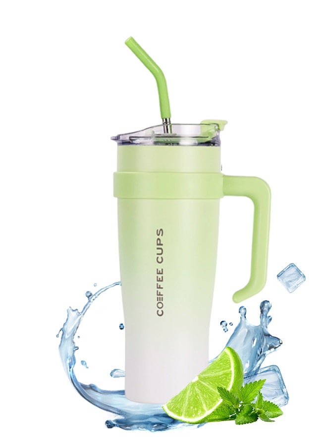 Tumbler 1200ml With Handle and Straw Lid Insulated 40 oz Reusable Stainless Steel Vacuum Insulated Water Bottles Travel Mug Iced Coffee Cup for Hot and Cold Beverages - Image 3