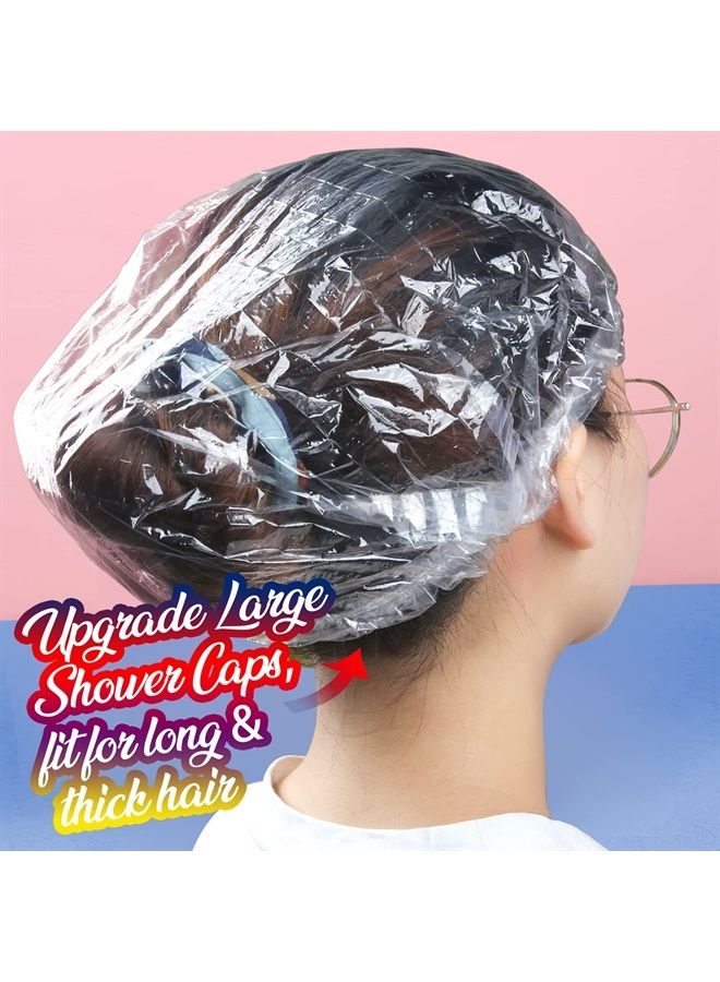 LEOBRO Large Disposable Shower Caps, 100PCS Fit Nicely Clear Plastic Hair Caps, Thick Waterproof Plastic Shower Caps for Women, LEOBRO Compact Bath Caps Plastic Cap for Hair Treatment, Travel Hotel Spa Salon - Image 3