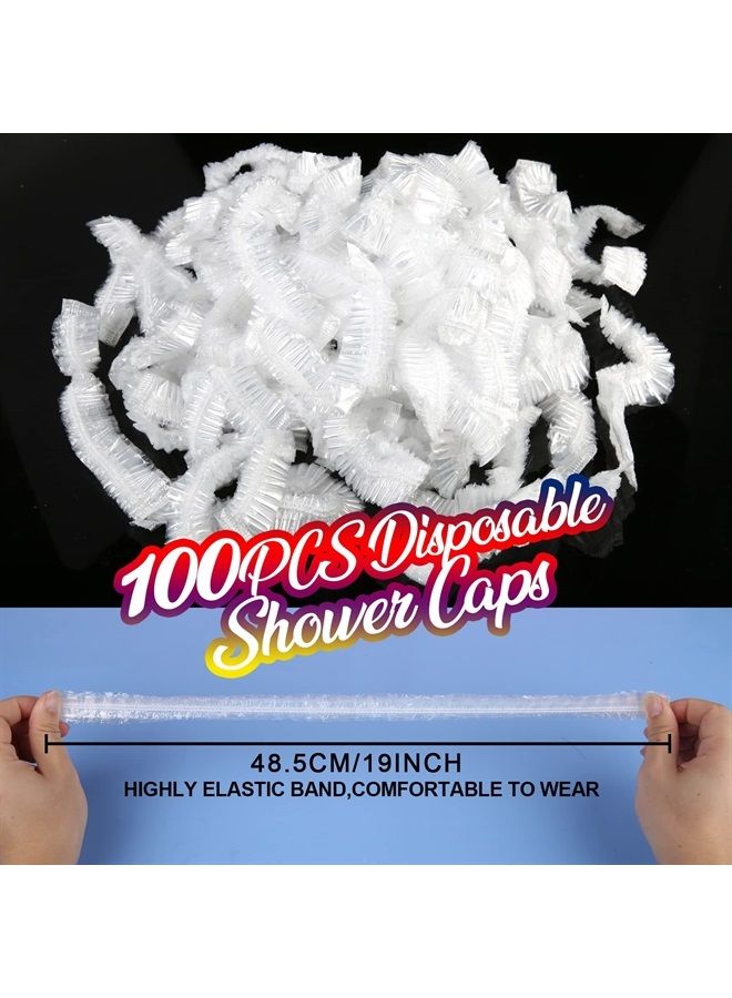LEOBRO Large Disposable Shower Caps, 100PCS Fit Nicely Clear Plastic Hair Caps, Thick Waterproof Plastic Shower Caps for Women, LEOBRO Compact Bath Caps Plastic Cap for Hair Treatment, Travel Hotel Spa Salon - Image 2