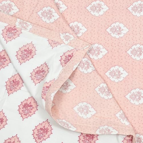 DE CAMA Cotton Double Bed Dohar | Hand Block Printed Summer AC Blanket (90 x 100 Inch)| Mulmul Fabric 150 GSM | Soft & Lightweight Comforter for All Seasons | Reversible Design - Pastel - Image 5