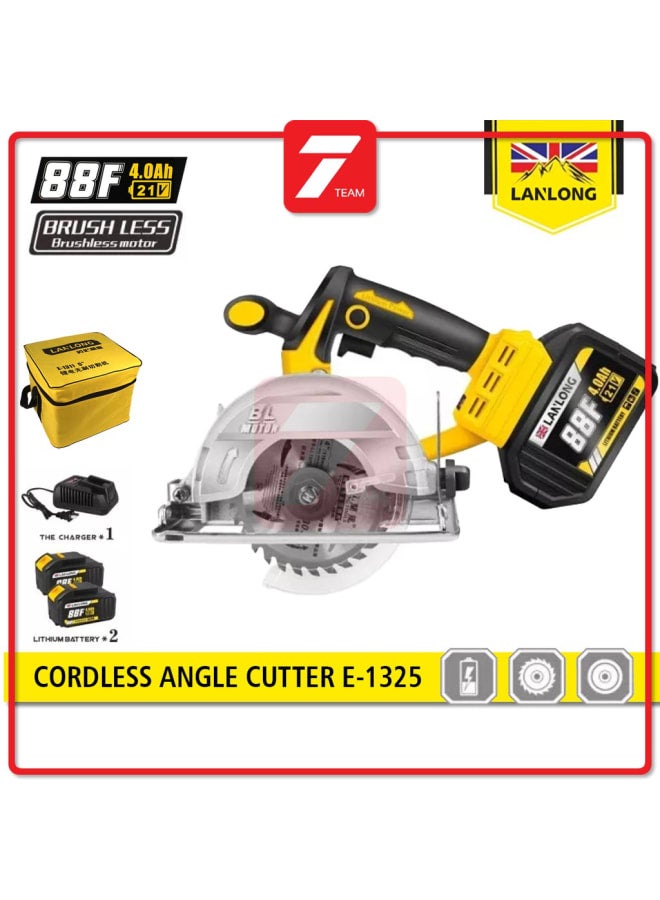 LANLONG 21V Cutting Angle + 2 x 4A Batteries and Lanlong E-1325 Charger 