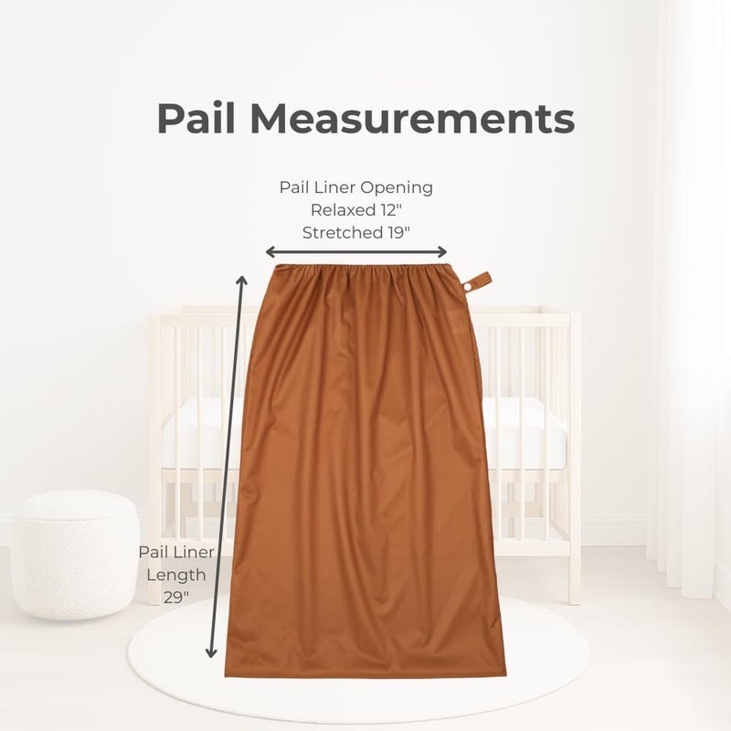 Nora's Nursery Pail Liner for Cloth Diapers - Reusable and Washable - Fits all Standard Diaper Pails - Waterproof Pail Liner with Strap for Diaper Pails, Laundry & Kitchen Garbage Cans (Desert - 2Pk) - Image 2