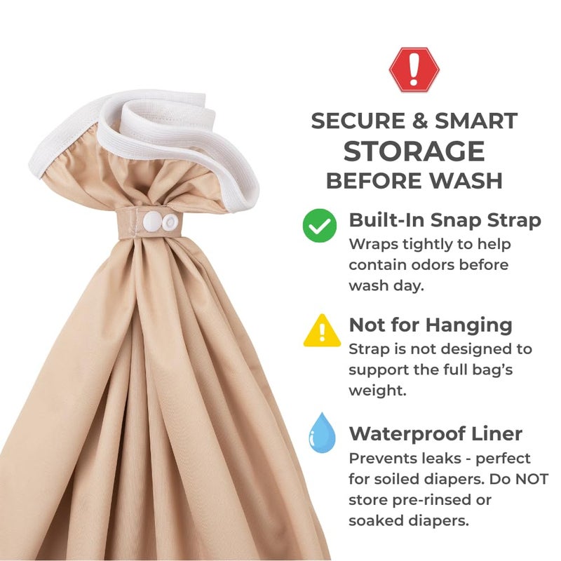 Nora's Nursery Pail Liner for Cloth Diapers - Reusable and Washable - Fits all Standard Diaper Pails - Waterproof Pail Liner with Strap for Diaper Pails, Laundry & Kitchen Garbage Cans (Desert - 2Pk) - Image 5