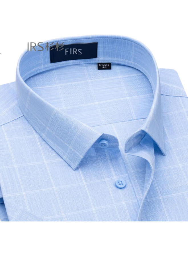 FIRS Short-Sleeve Shirt For Men, Summer Business Casual Dress Shirt, 2004 Short-Sleeve Blue, Size 42 - Image 3