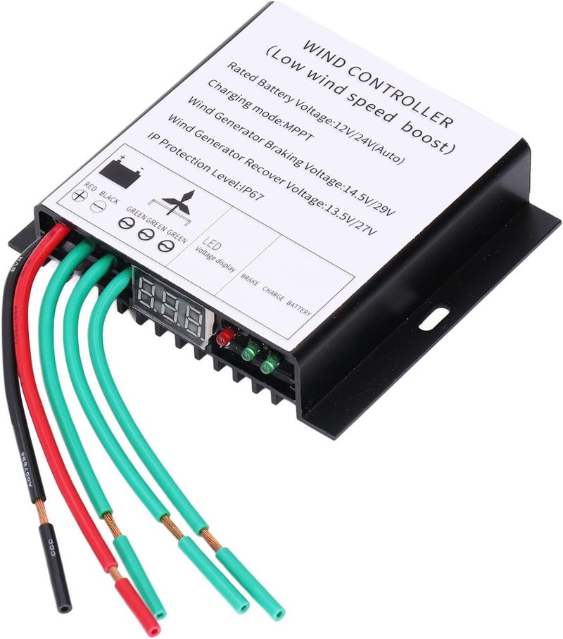 MPPT Wind Charge Controller, 12V 24V Auto Match, IP67 , Overcharge Protection with LED Indicator for Wind Generator - Image 1