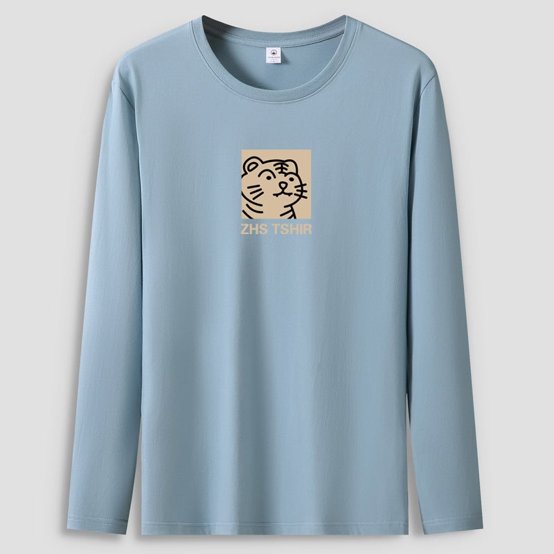 Combed cotton 200g solid color round neck long-sleeved T-shirt men's and women's same inner long-sleeved shirt bottoming shirt advertising shirt - Image 2
