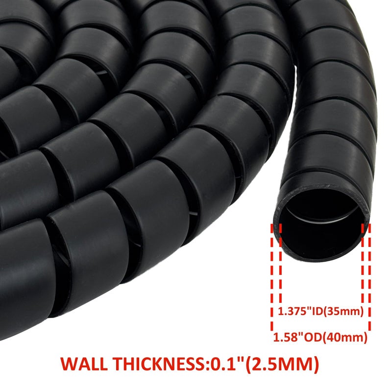 JIAXLTD Spiral Wrap Hose Cable Protector - 1.58" OD x 12' Pre-Cut Lengths-Safe Hose Protector to Avoid Wear and Extend Life for Hydraulic Pneumatic Hoses - Image 3