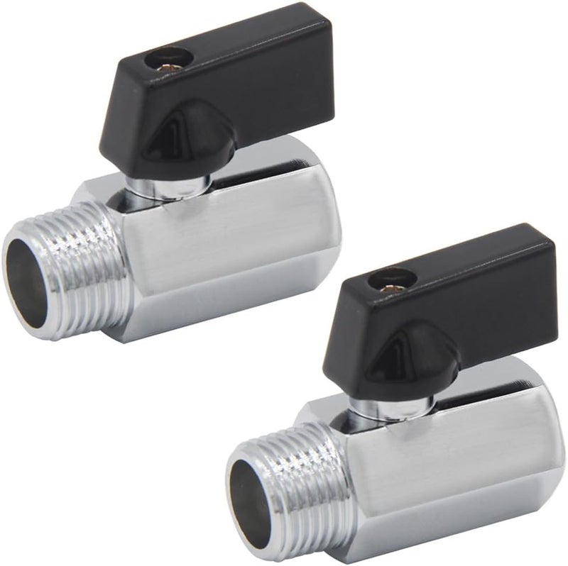 Joywayus صمام إغلاق Joywayus 2PCS صمام كروي نحاسي 1/2" NPT ذكر x 1/2" NPT أنثى بتشطيب كروم مصقول - Image 1
