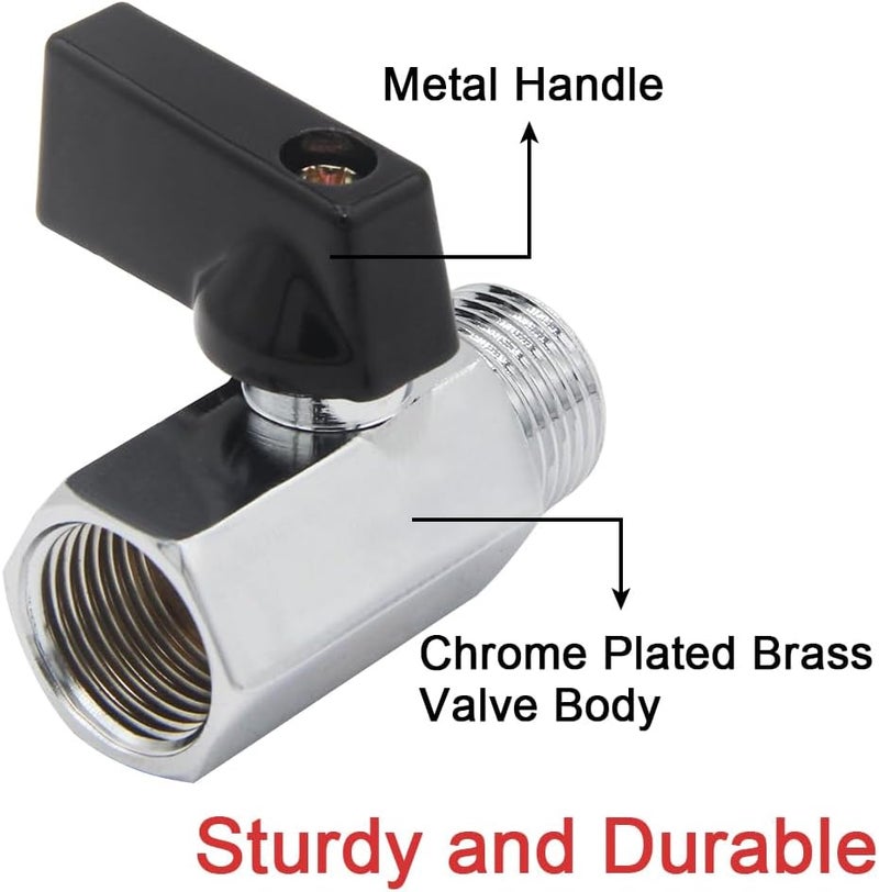 Joywayus صمام إغلاق Joywayus 2PCS صمام كروي نحاسي 1/2" NPT ذكر x 1/2" NPT أنثى بتشطيب كروم مصقول - Image 4