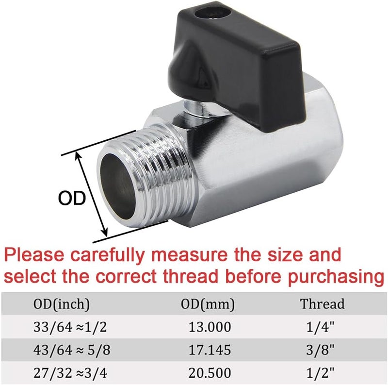Joywayus صمام إغلاق Joywayus 2PCS صمام كروي نحاسي 1/2" NPT ذكر x 1/2" NPT أنثى بتشطيب كروم مصقول - Image 3
