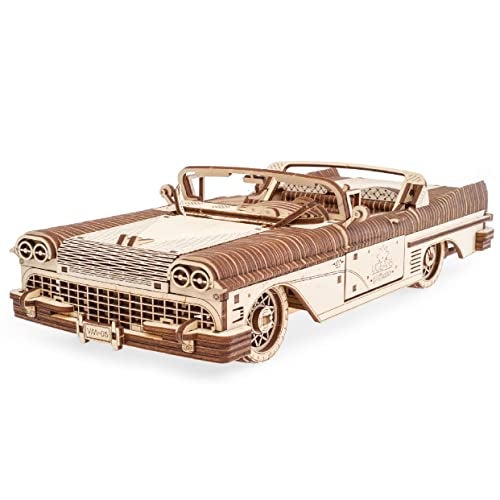 UGEARS Dream Cabriolet VM05 Wooden 3D Puzzles for Adults 3D Wooden Puzzles for Adults Mechanical Model Car Kit Retro 1950s Inspired DIY Craft 3D Puzzle - Image 1