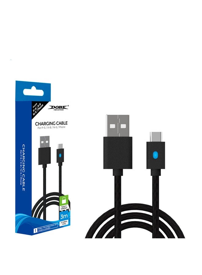 General 2pcs PS5 handle charging cable USB charging data transmission cable 3M with indicator light  - Image 1