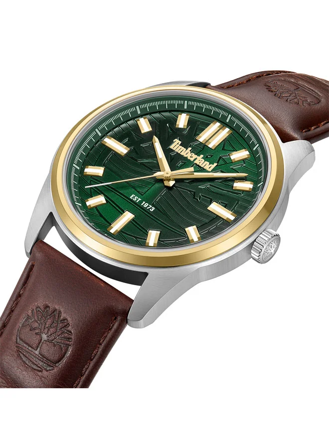 تمبرلاند Northbrdige 45mm Men's Analog Watch Green Dial  & Brown Leather Strap