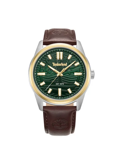 Timberland Men's Northbrdige 45mm Men's Analog Watch Green Dial  & Brown Leather Strap