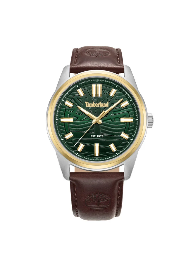تمبرلاند Northbrdige 45mm Men's Analog Watch Green Dial  & Brown Leather Strap