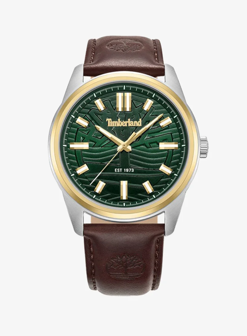 Northbrdige 45mm Men's Analog Watch Green Dial  & Brown Leather Strap