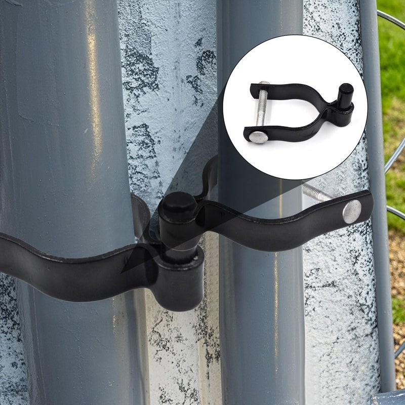 Zhupoub (4 Pack) 2-3/8"" Pressed Steel Chain Link Fence Gate Post Hinge, Heavy-Duty Chain Link Fence Male Hinge, With Nut/Bolt - Black - Image 3