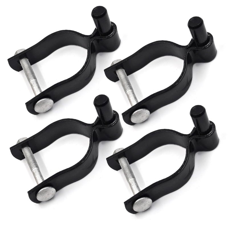 Zhupoub (4 Pack) 2-3/8"" Pressed Steel Chain Link Fence Gate Post Hinge, Heavy-Duty Chain Link Fence Male Hinge, With Nut/Bolt - Black - Image 1