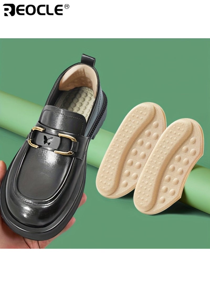 REOCLE 4PCS Self Adhesive Heel Cushions with Anti Slip and Hypoallergenic Design Shoe Inserts with Foam Lycra Fabric for Blister Prevention Comfort Fit - Image 2