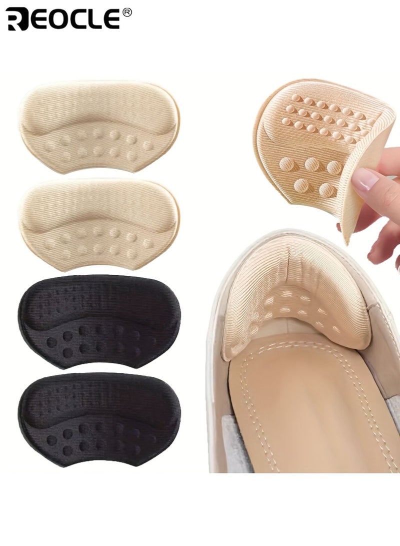 REOCLE 4PCS Self Adhesive Heel Cushions with Anti Slip and Hypoallergenic Design Shoe Inserts with Foam Lycra Fabric for Blister Prevention Comfort Fit - Image 1