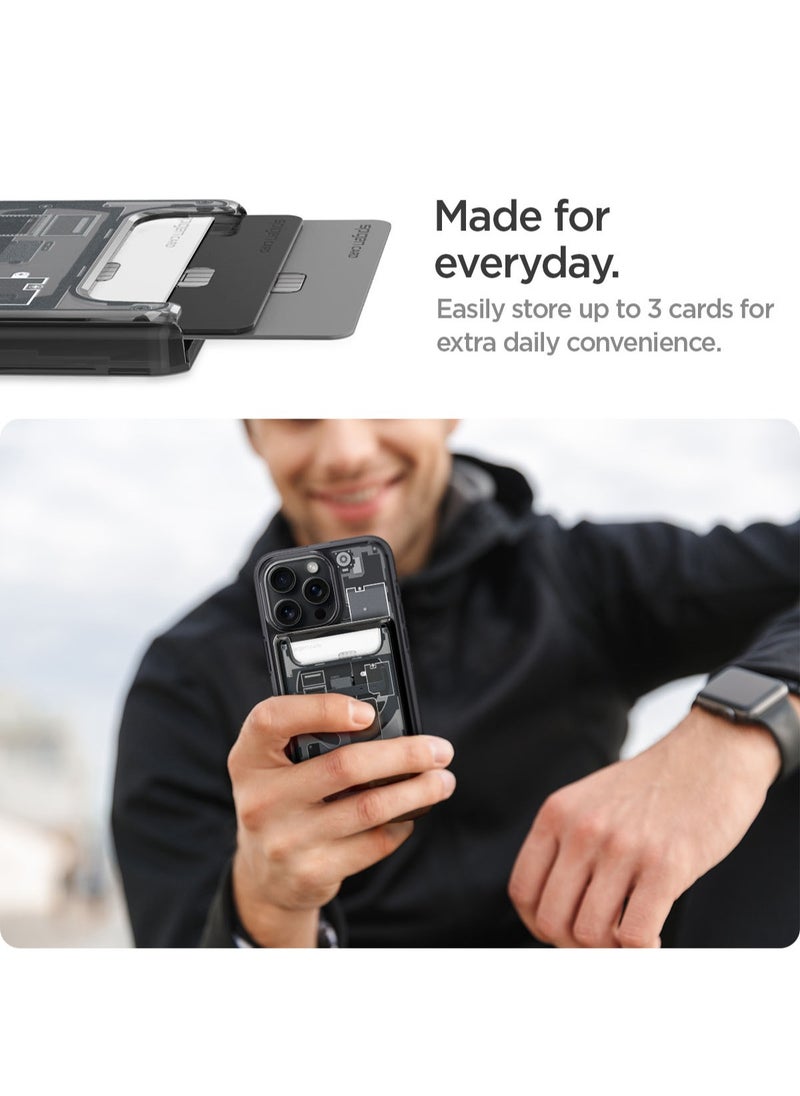 Spigen Ultra Hybrid (MagFit) Magnetic MagSafe Wallet Card Holder [3-4 Cards] for iPhone 16 Pro Max / 16 Pro / 16 Plus / 16 / iPhone 15/14/13/12 series - Zero One  - Image 4