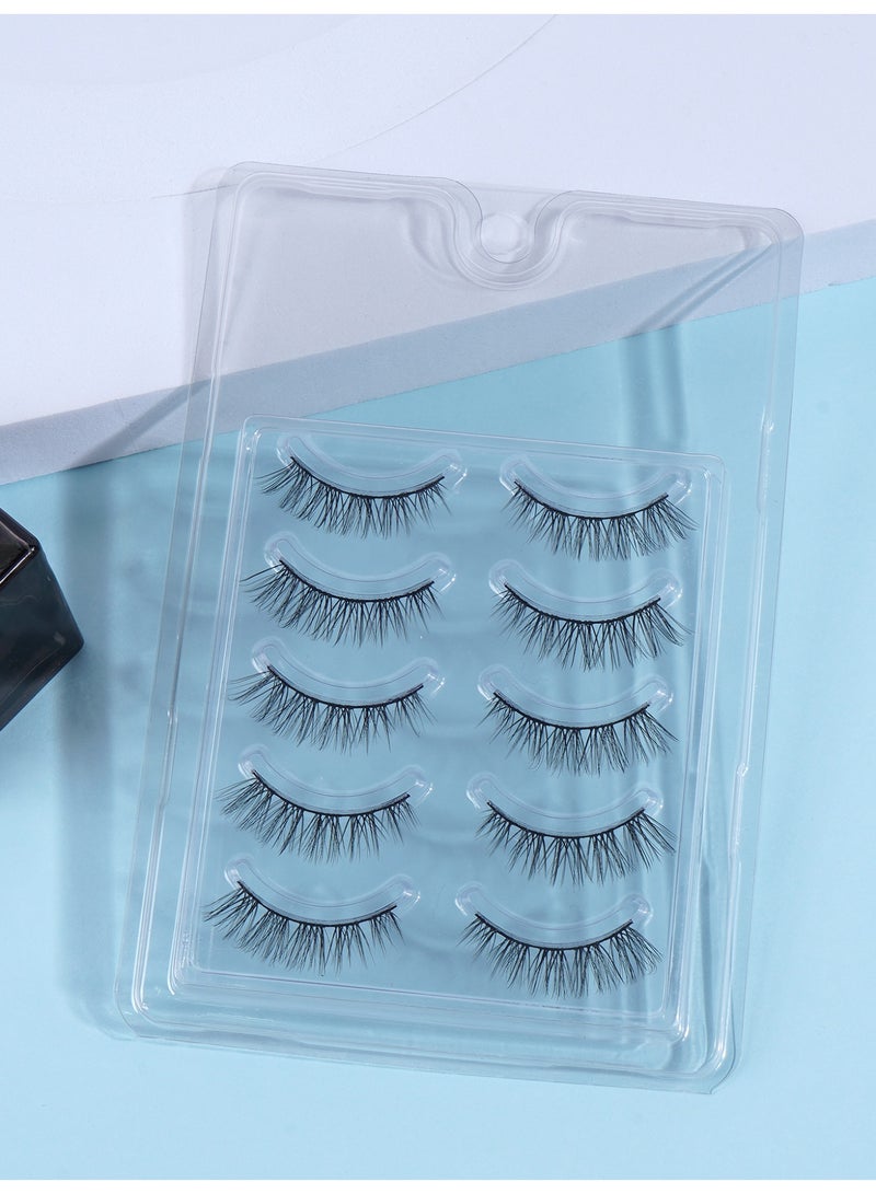 MAGEFY رموش صناعية رموش رقيقة مظهر طبيعي رموش ناعمة رموش مقلدة من الفرو الصناعي حجم 5 أزواج رموش كثيفة حزم رموش مزيفة - Image 2