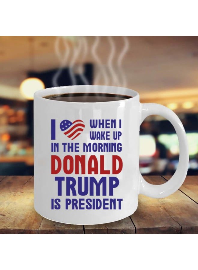 KROPSIS Five Star USA Heart Flag I Love When I Wake Up in The Morning and Donald Trump is President Funny Ceramic Coffee Mug Tea Cup White - Image 3