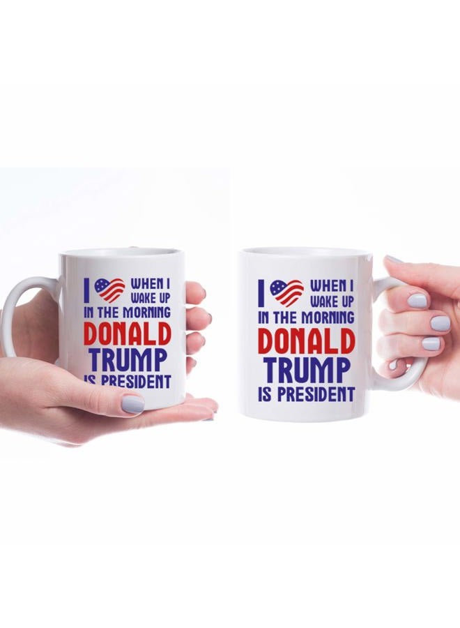 KROPSIS Five Star USA Heart Flag I Love When I Wake Up in The Morning and Donald Trump is President Funny Ceramic Coffee Mug Tea Cup White - Image 5