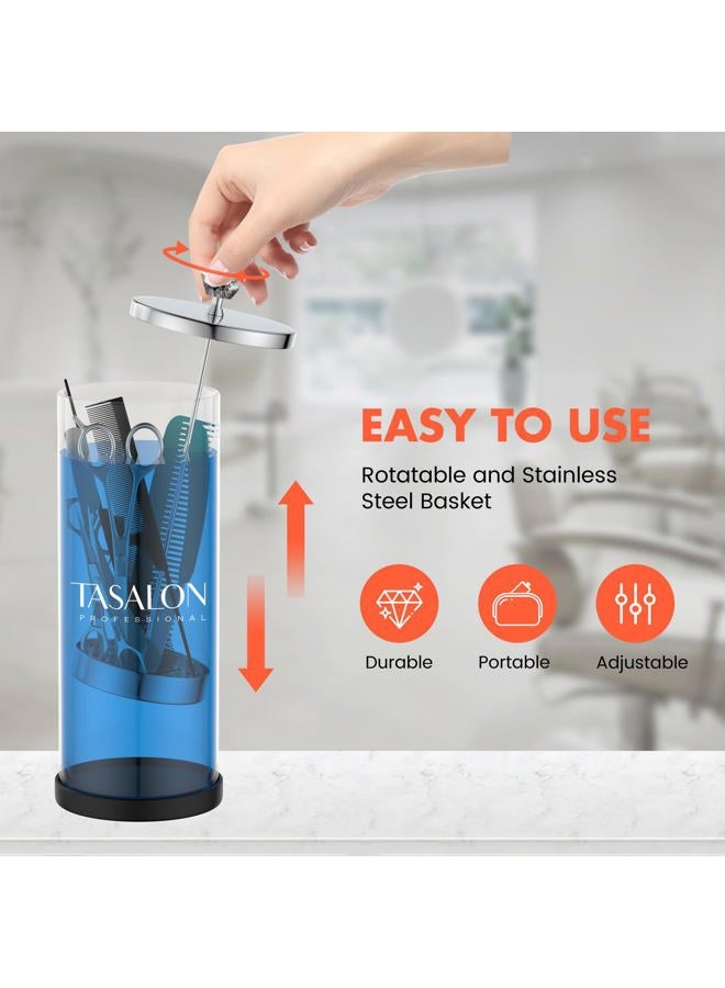TASALON Barber Jar (45.5 oz) with Crystal Handle - Disinfectant Jar for Salon, Spa and Manicure Shop - Durable Glass and Sterilizing Container with Removable Stainless Steel Basket - Large - Image 5