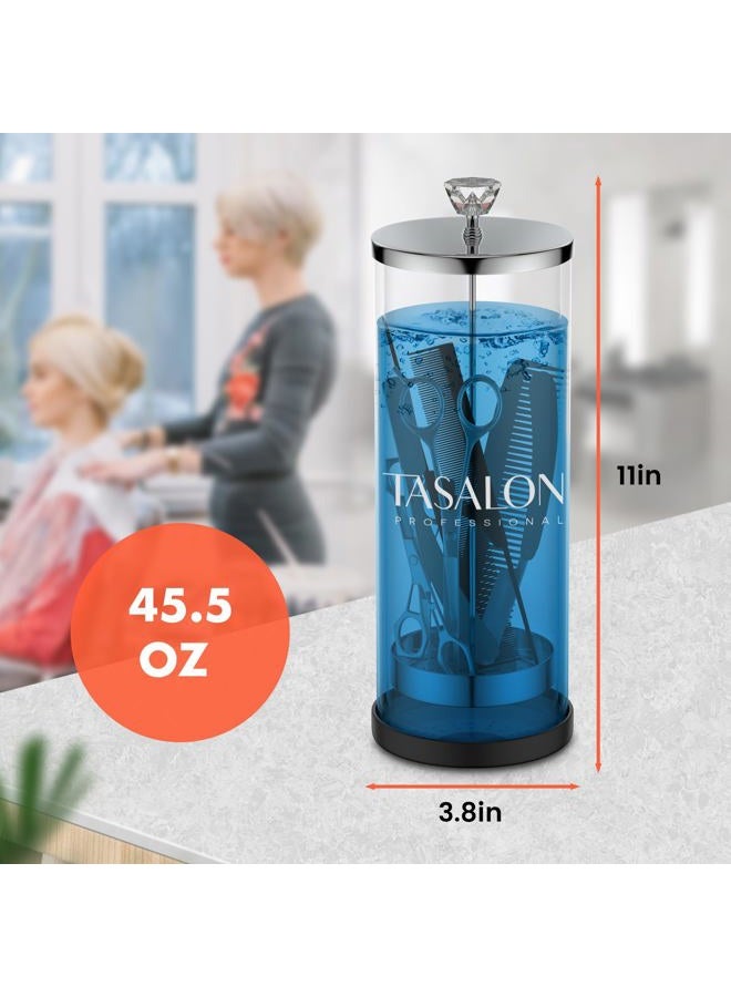 TASALON Barber Jar (45.5 oz) with Crystal Handle - Disinfectant Jar for Salon, Spa and Manicure Shop - Durable Glass and Sterilizing Container with Removable Stainless Steel Basket - Large - Image 2