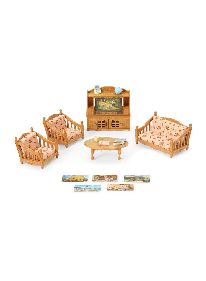 كاليكو كريتيرز مجموعة غرفة المعيشة المريحة من كاليكو كريترز - مجموعة أثاث وإكسسوارات بيت الدمية للأطفال من سن 3 سنوات فما فوق - Image 1