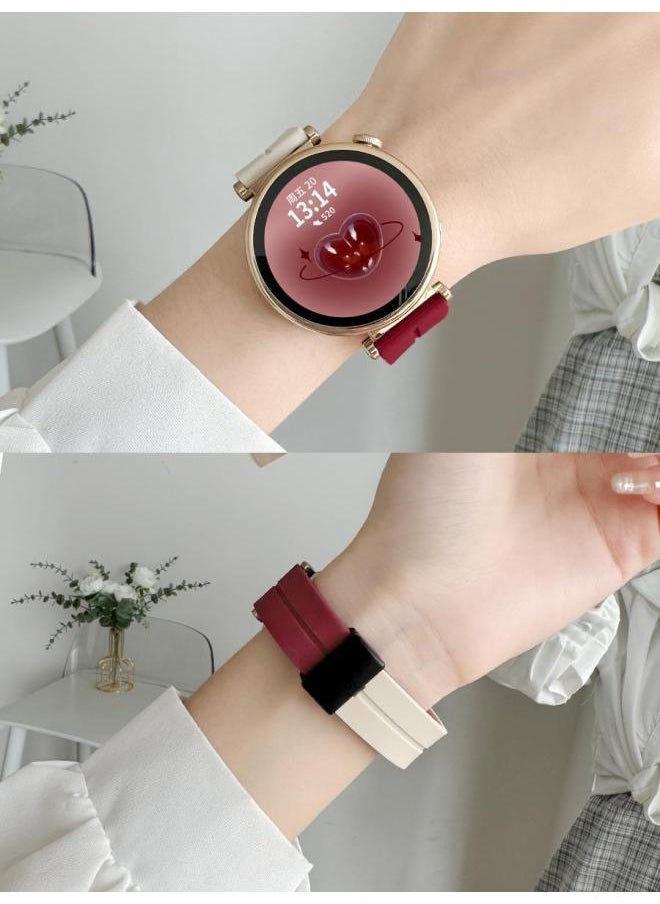 Generic For Huawei Gt4/Gt3 Strap Gt5 Silicone Magnetic Smart Watch Watch4pro Watch Strap Watchgt-Color:Burgundy And Dark Blue, Take One Shot And Two; Two Sets - Suitable For Huawei Gt5/gt5pro/gt4 [dial 41/42mm]  - Image 3