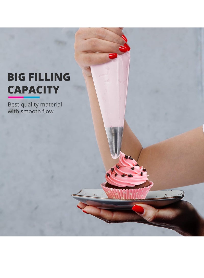 أكياس تزيين الكيك وأكياس كريمة قابلة للاستخدام مرة واحدة، أكياس بايبينغ قوية مقاومة للانفجار لتزيين الكوكيز والكيك والحلويات – 100 قطعة - Image 5