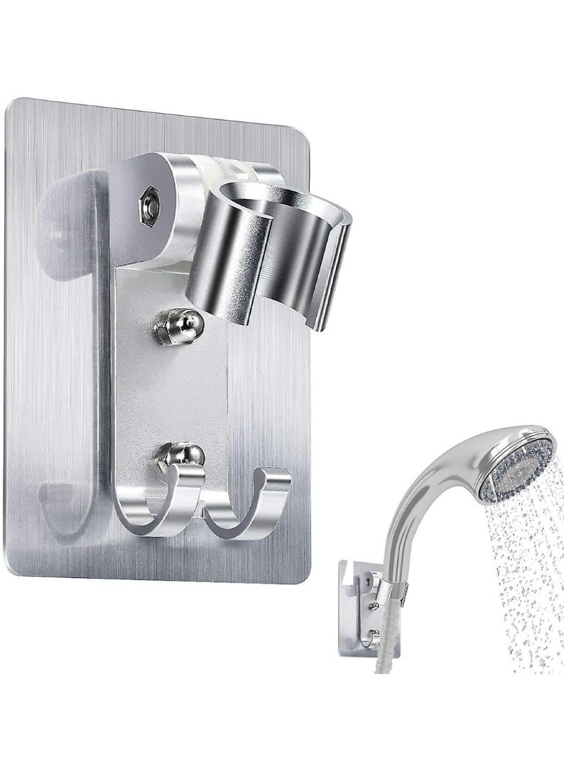 JUNARIS Chrome Shower Head Holder – Strong Adhesive, No Drilling Adjustable Wall Mount Shower Bracket for Handheld Showers, Universal G1/2'' Thread, ABS Plastic, Waterproof and Rust-Resistant - Image 1