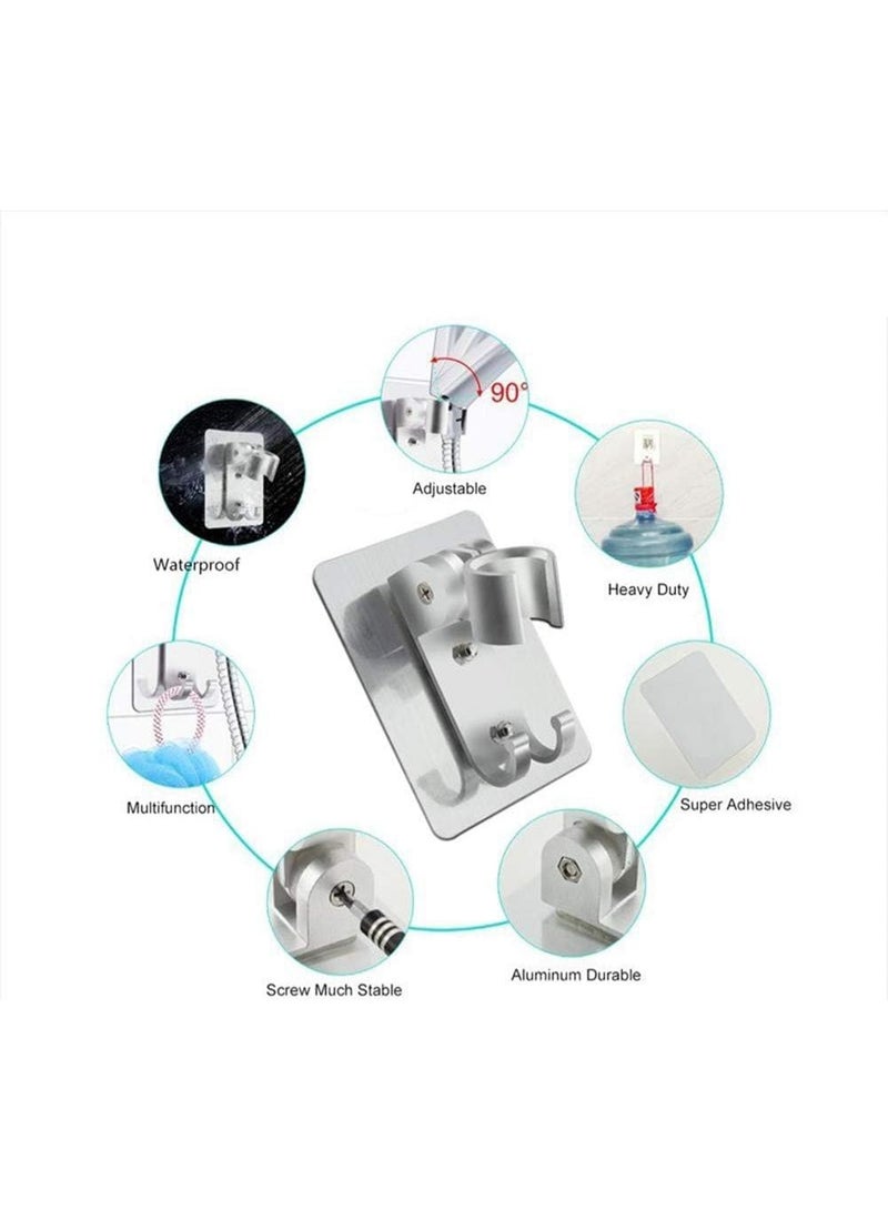 JUNARIS Chrome Shower Head Holder – Strong Adhesive, No Drilling Adjustable Wall Mount Shower Bracket for Handheld Showers, Universal G1/2'' Thread, ABS Plastic, Waterproof and Rust-Resistant - Image 4