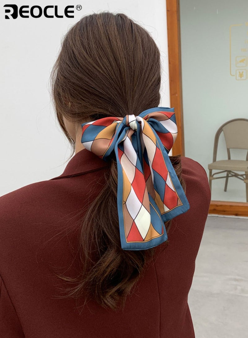 REOCLE Women's Geometric-Patterned Silk Scarf Soft Multi-Use Styling Accessory Decorative Daily Wear Scarf for Daily Use - Image 2