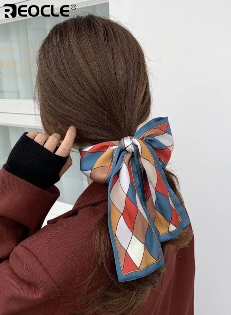 REOCLE Women's Geometric-Patterned Silk Scarf Soft Multi-Use Styling Accessory Decorative Daily Wear Scarf for Daily Use - Image 3