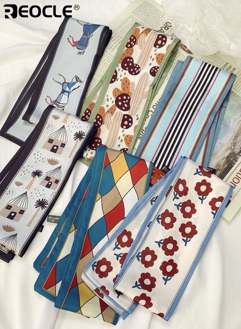 REOCLE Women's Geometric-Patterned Silk Scarf Soft Multi-Use Styling Accessory Decorative Daily Wear Scarf for Daily Use - Image 5