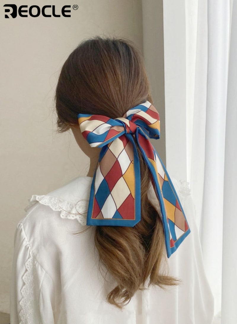 REOCLE Women's Geometric-Patterned Silk Scarf Soft Multi-Use Styling Accessory Decorative Daily Wear Scarf for Daily Use - Image 1