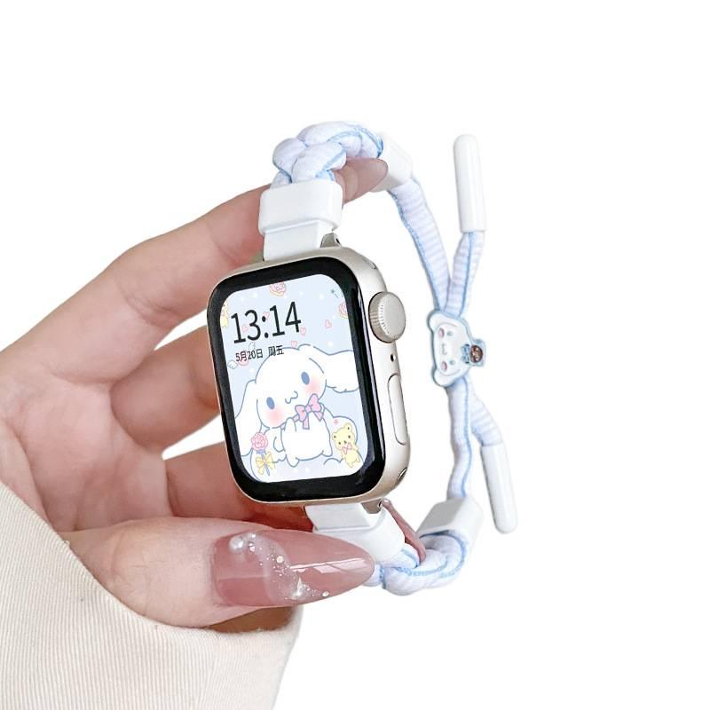QX سوار ساعة ذكية سوار نايلون حلقي متوافق مع Apple Watch بملاءمة قابلة للتعديل وحزام بديل للاستخدام اليومي باللون أسود قابل للتعديل باللون الأسود - Image 5
