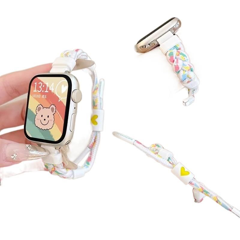 QX سوار ساعة ذكية سوار نايلون حلقي متوافق مع Apple Watch بملاءمة قابلة للتعديل وحزام بديل للاستخدام اليومي باللون أسود قابل للتعديل باللون الأسود - Image 3