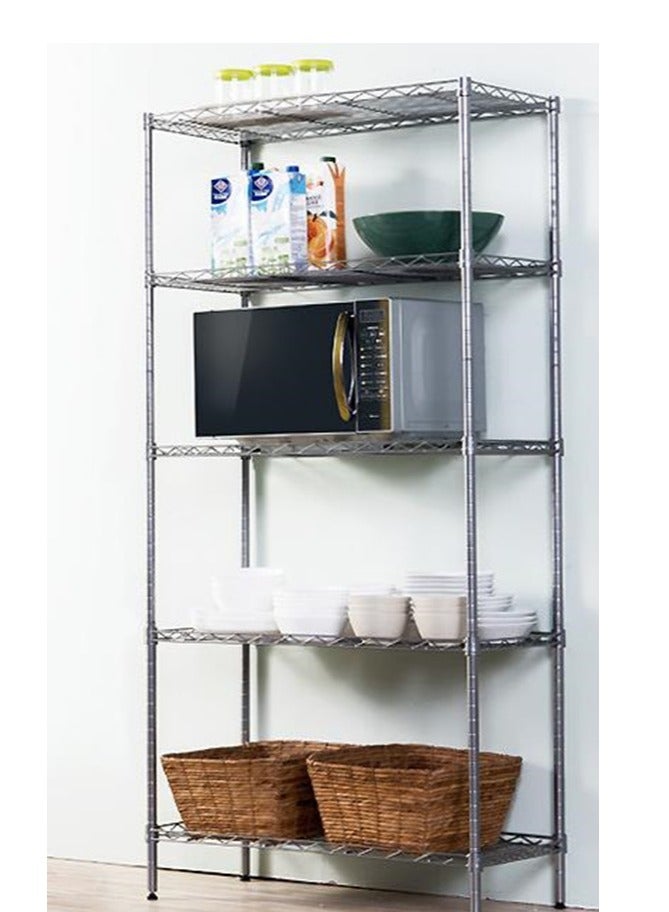 Golden 5 Tier Wire Shelves Storage Wire Shelf Grey - Image 1