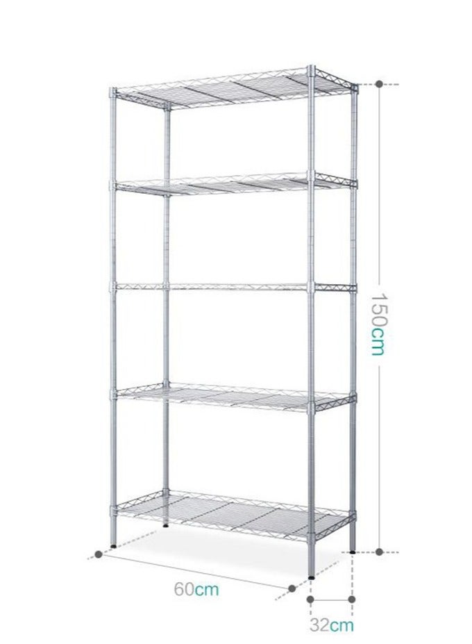 Golden 5 Tier Wire Shelves Storage Wire Shelf Grey - Image 2