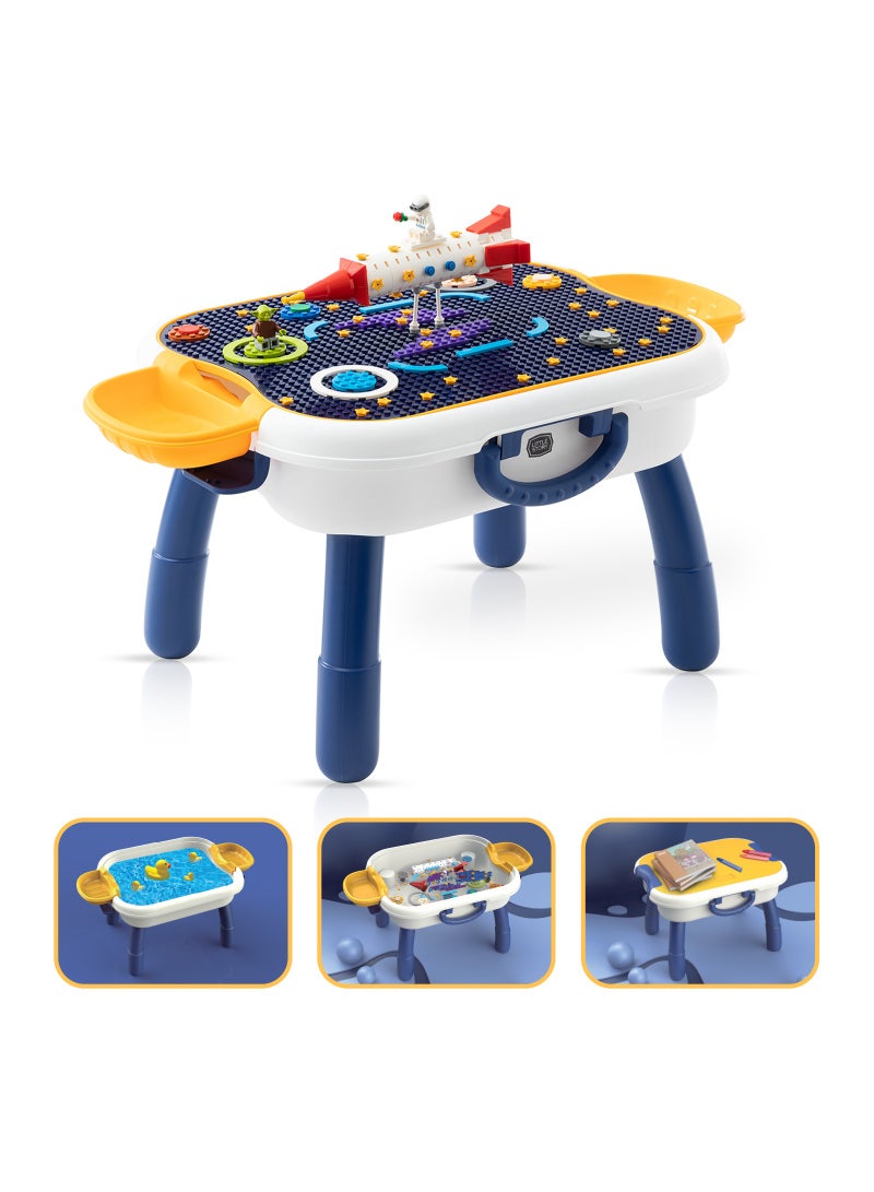 Little Story Little Story 4 In 1 Block Activity Table with Blocks - Blue  - Image 1