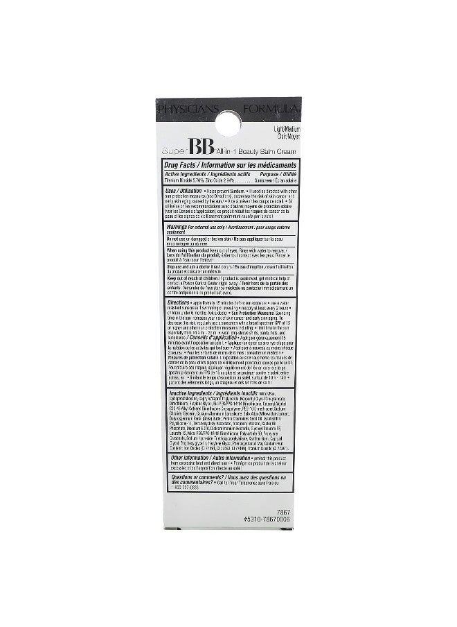 Physician's Formula Physicians Formula, Super BB, All-in-1 Beauty Balm Cream, SPF 30, 7867 Light/Medium, 1.2 fl oz (35 ml)  - Image 3